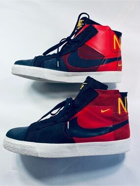 Nike SB Blazer Mid Skate Shoes #FD5113-600 University Red Navy Blue Men’s:12